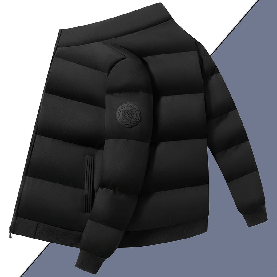 Manteau matelassé, coupe-vent, à col montant, vert fougère, coloris noir