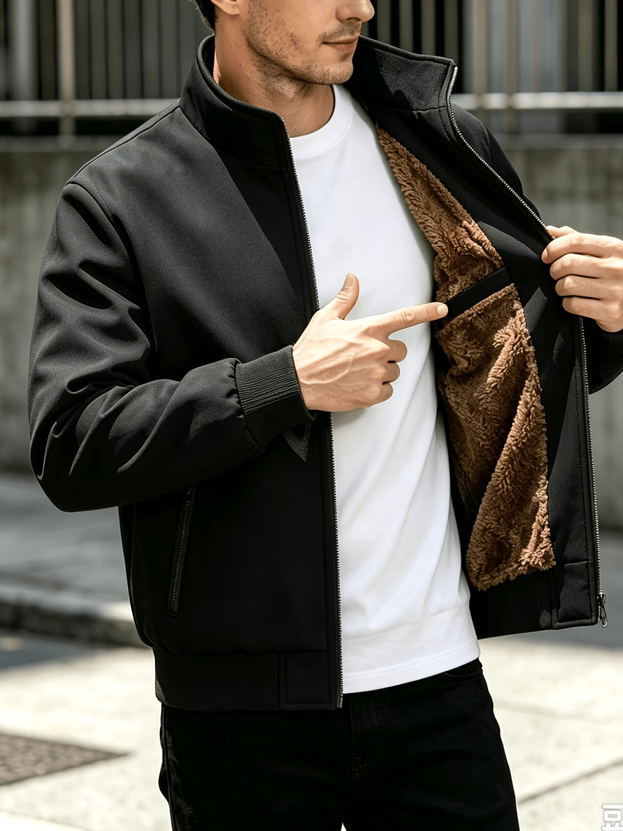 Veste, à col montant, brun jaunâtre