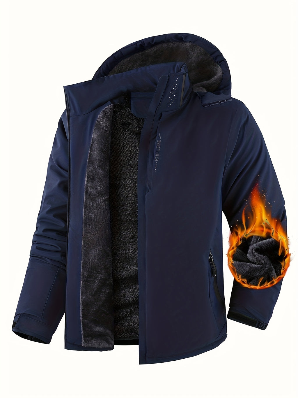 Veste matelassée pour homme, polaire, à capuche, gris foncé