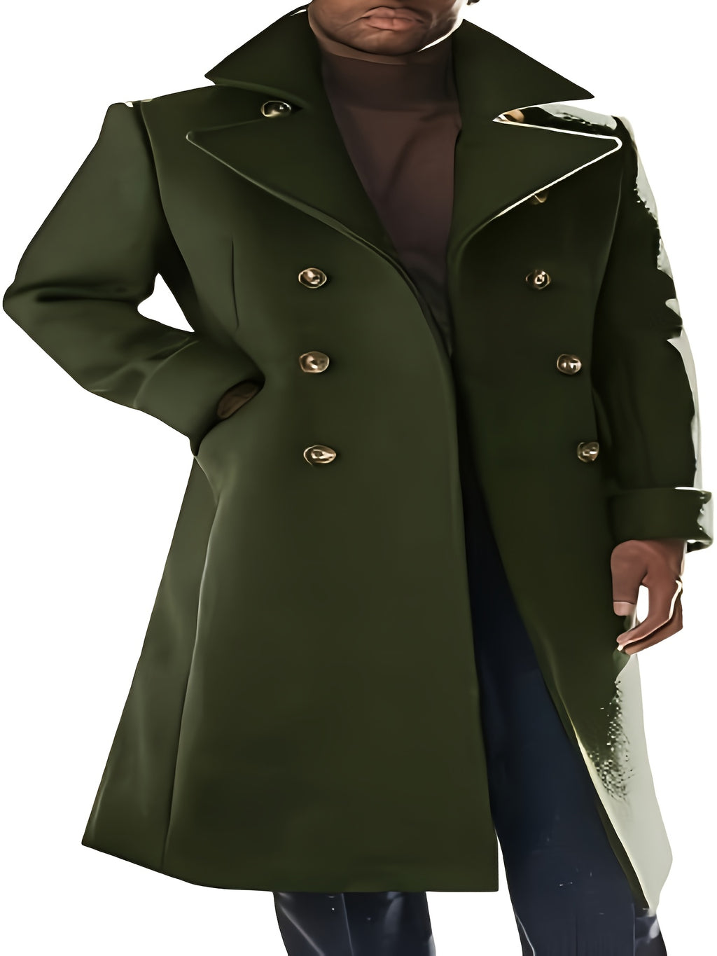 Manteau pour homme, à revers, brun jaunâtre