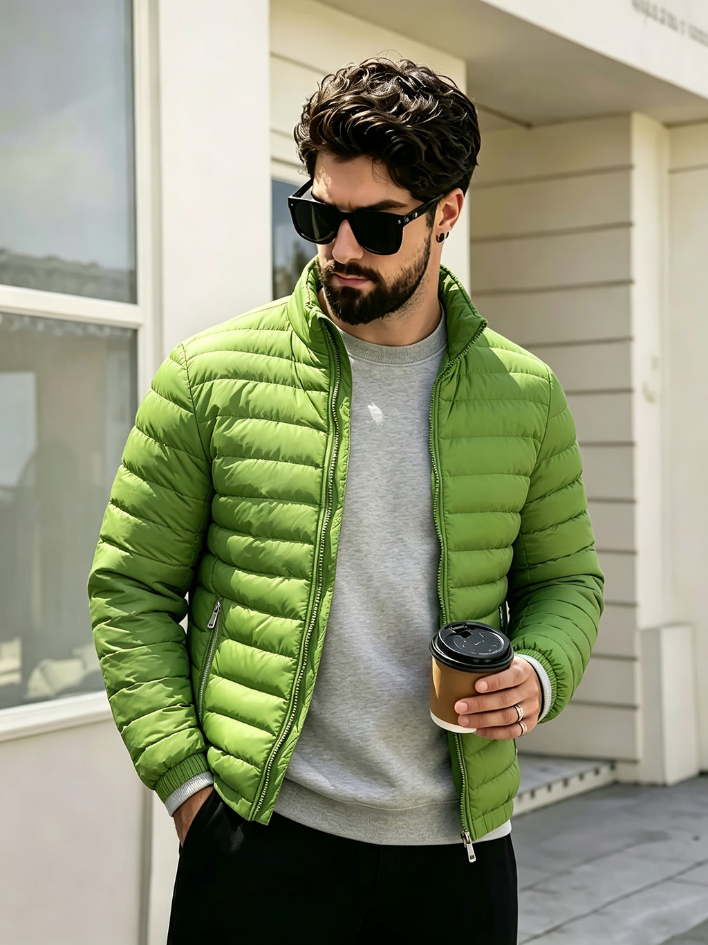 Veste pour homme, coupe-vent, à col montant