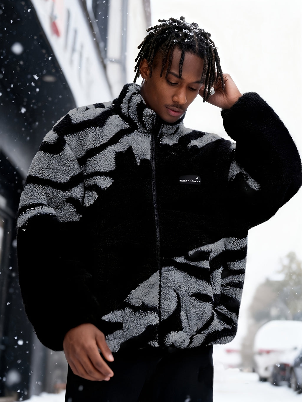 Veste pour homme, polaire, noir et blanc