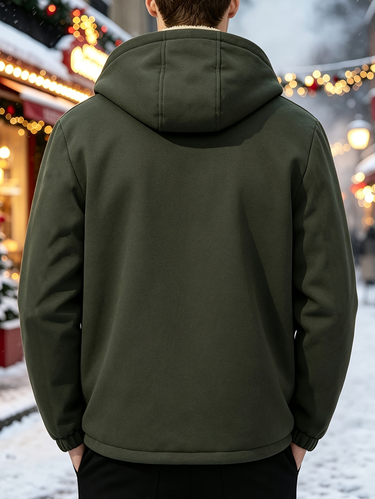 Manteau long pour homme, polaire, à capuche