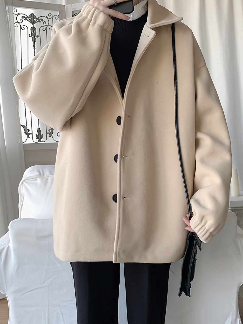 Veste pour homme, à revers, abricot