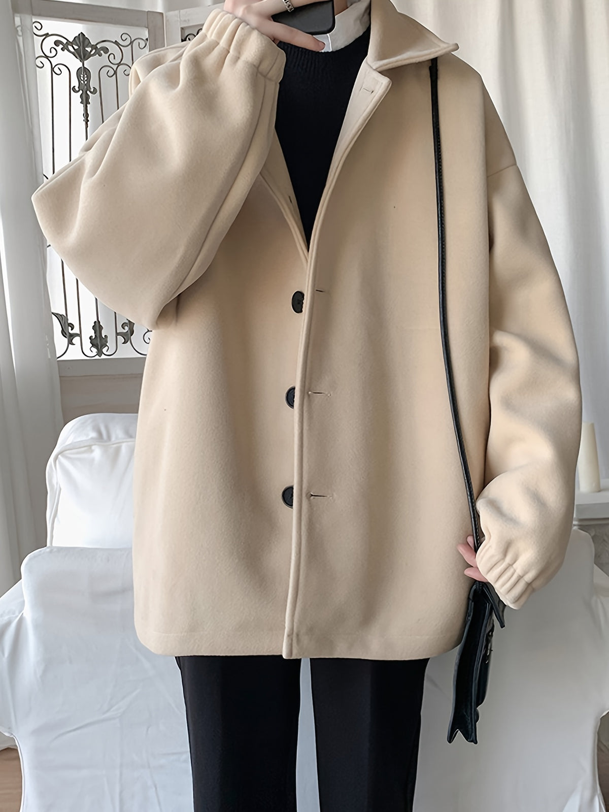 Veste pour homme, à revers, abricot