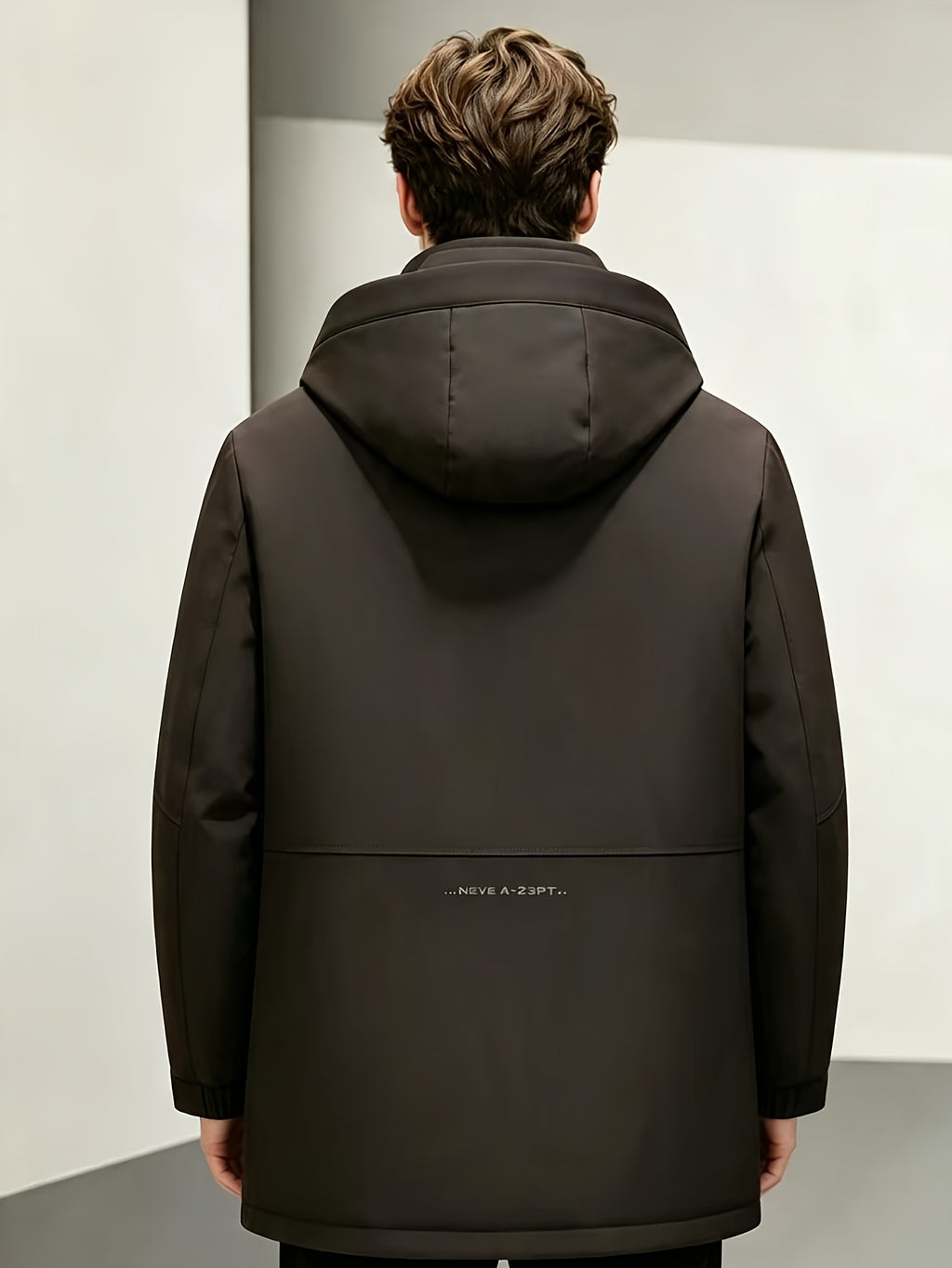Manteau long pour homme, à capuche, café