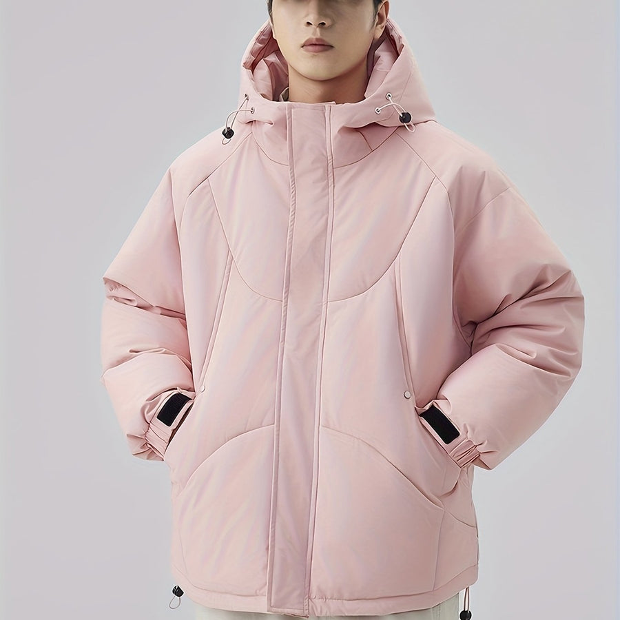 Manteau matelassé, patchwork, à capuche, coloris rose sakura