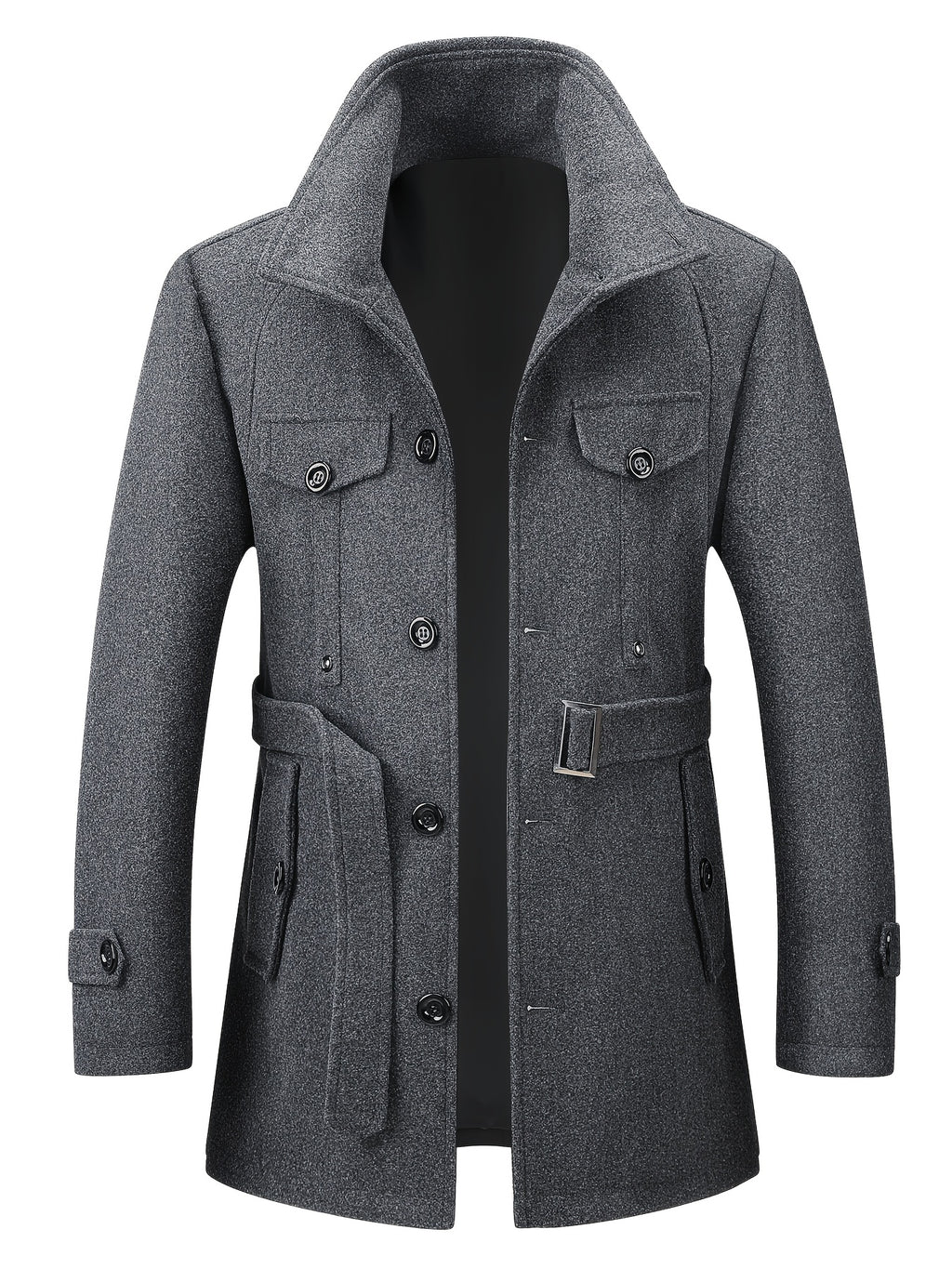 Veste long pour homme, à col montant, gris
