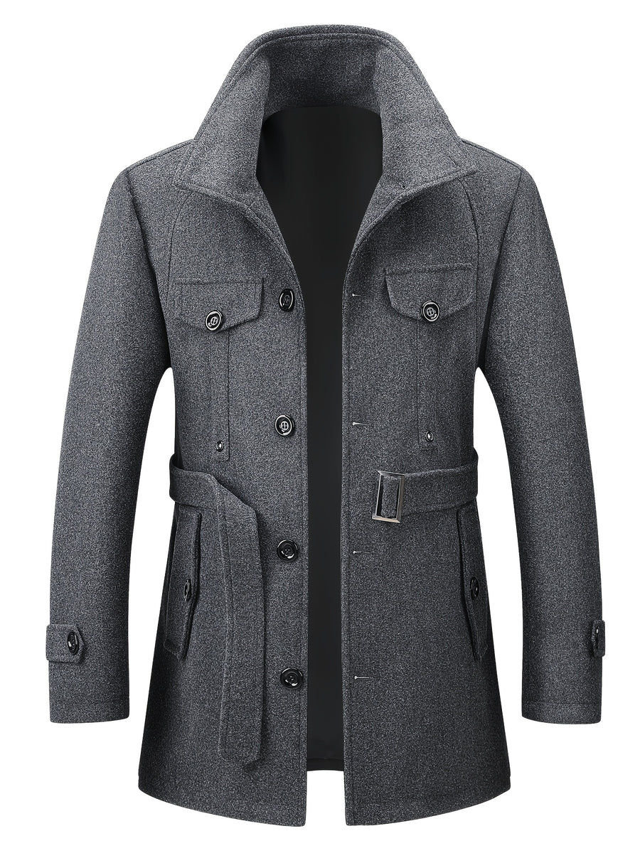 Veste long, à col montant, gris, photo 9
