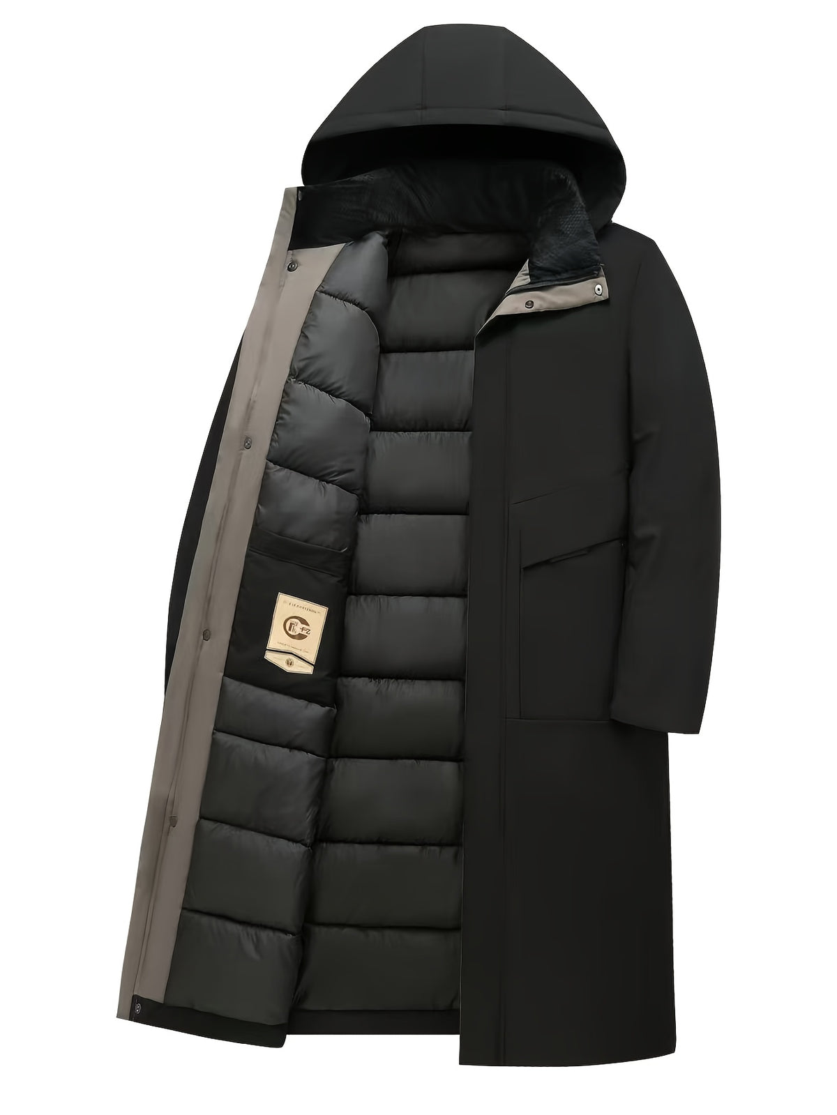 Manteau long pour homme, à capuche, gris clair