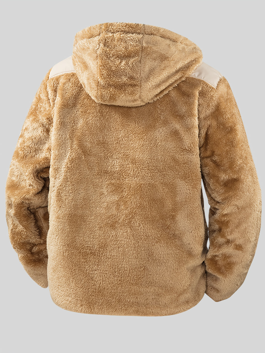 Veste en fausse fourrure pour homme, à capuche, kaki