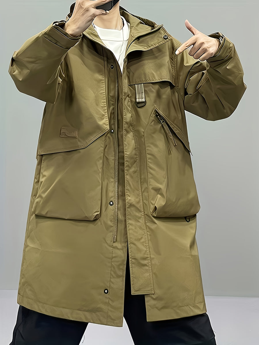 Trench long, à capuche