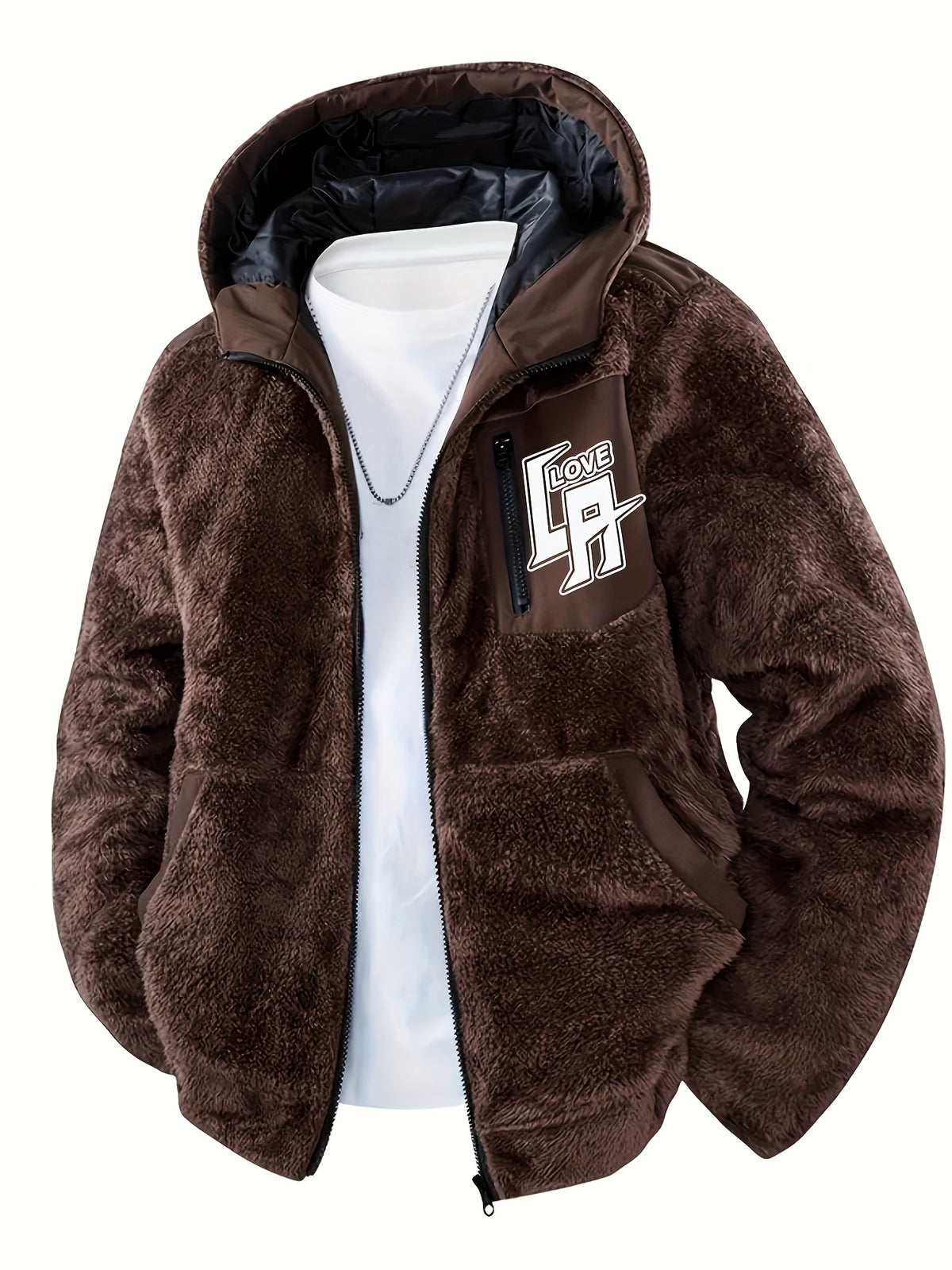 Veste pour homme, à capuche, brun jaunâtre