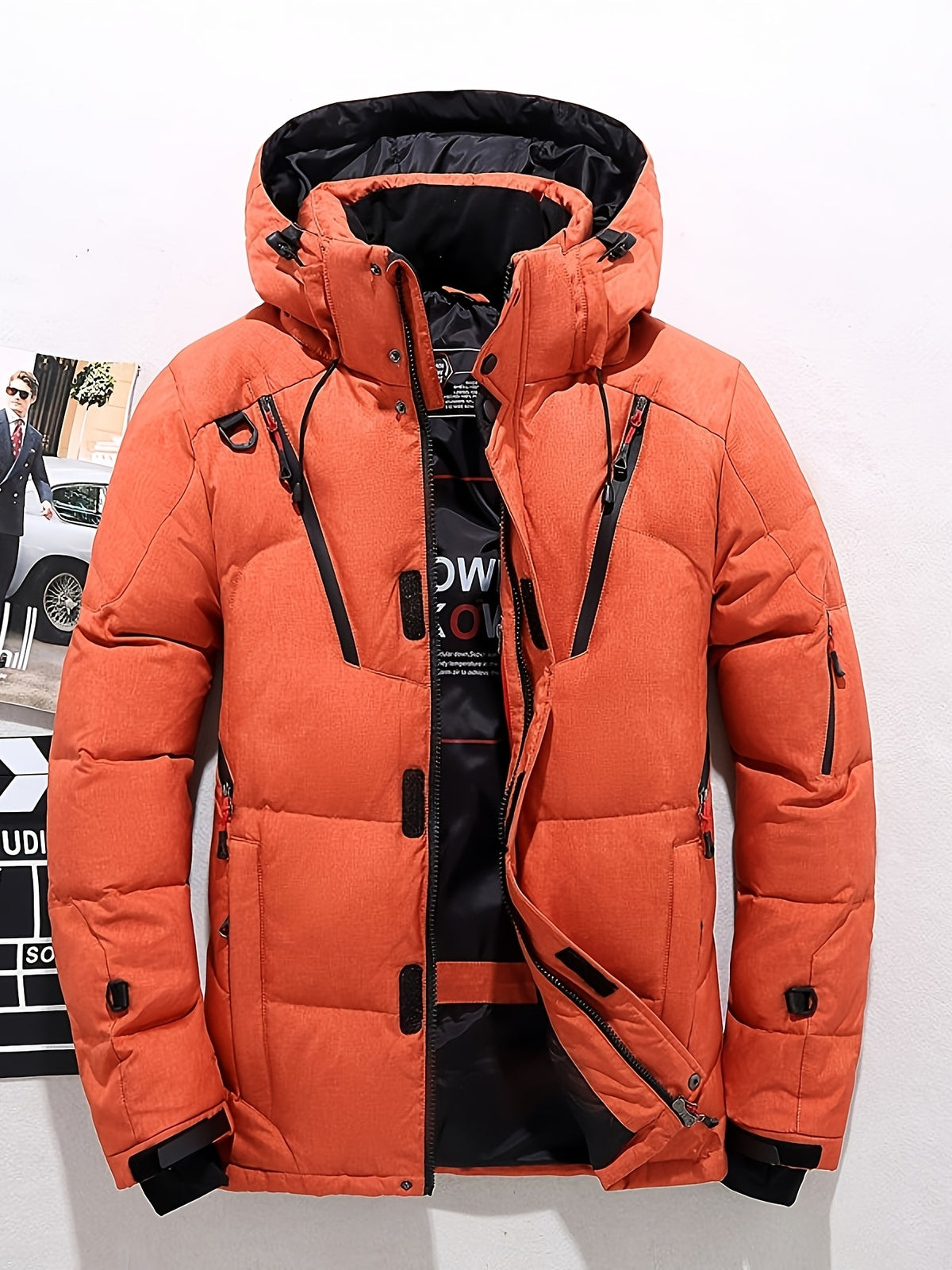 Doudoune matelassée long pour homme, à capuche