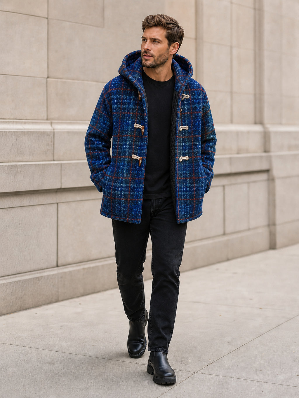 Veste pour homme, coupe-vent, à capuche, café