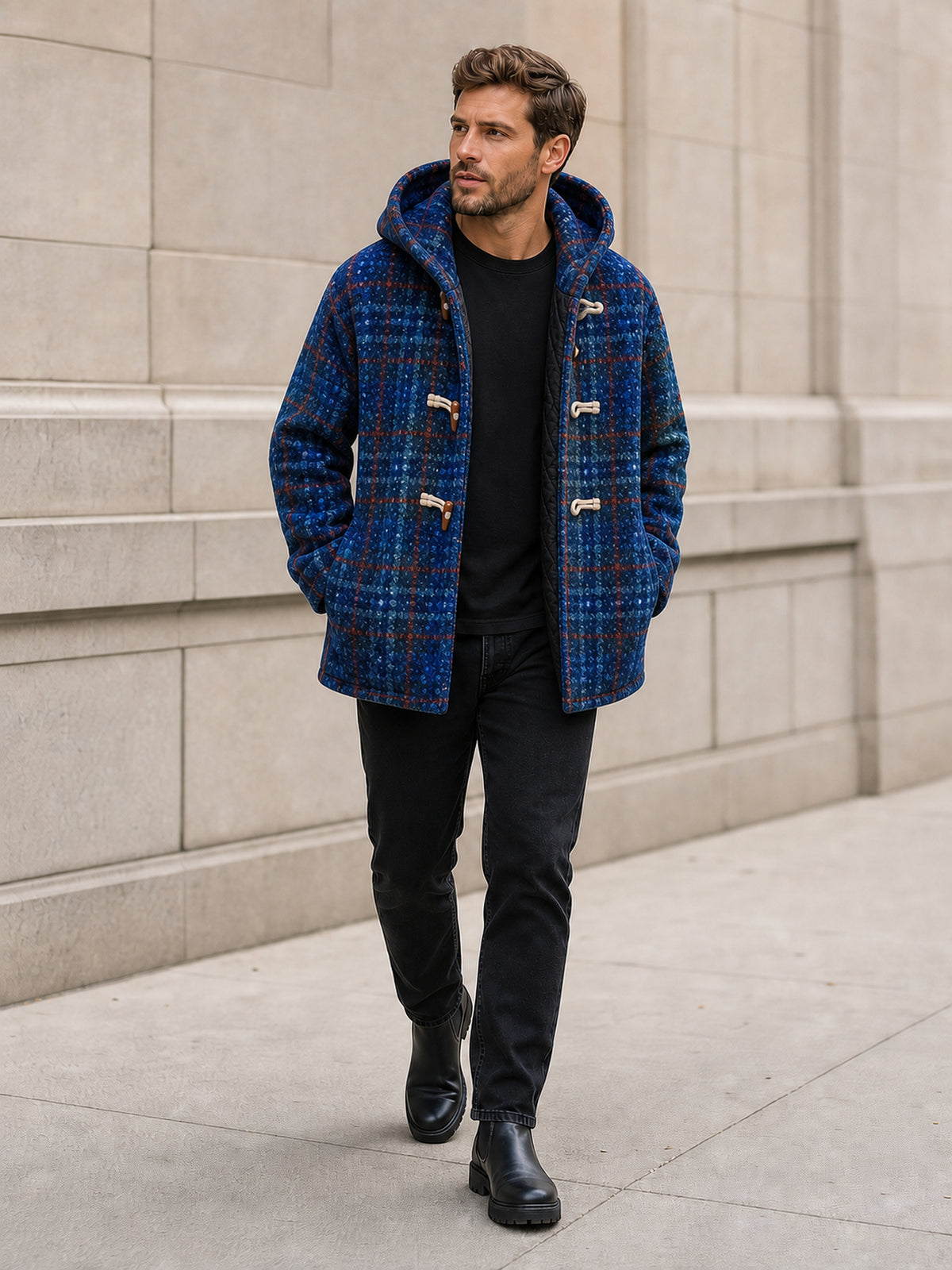 Veste pour homme, coupe-vent, à capuche, café