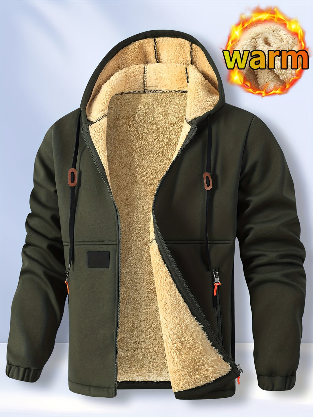 Manteau long pour homme, polaire, à capuche