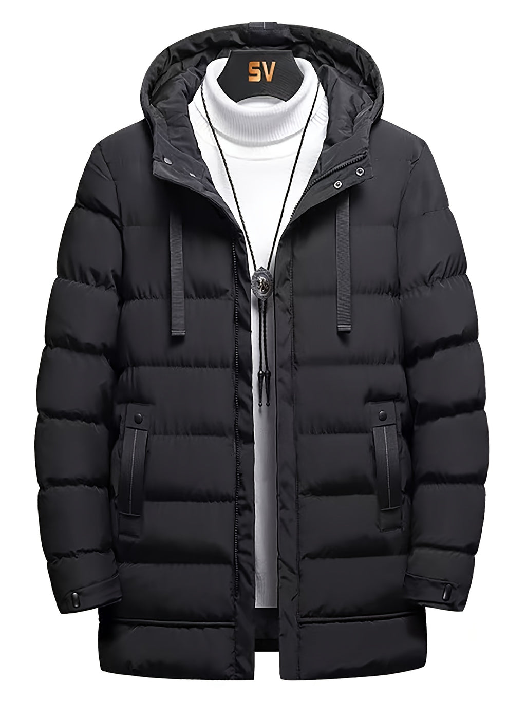 Manteau pour homme, à capuche, vert fougère