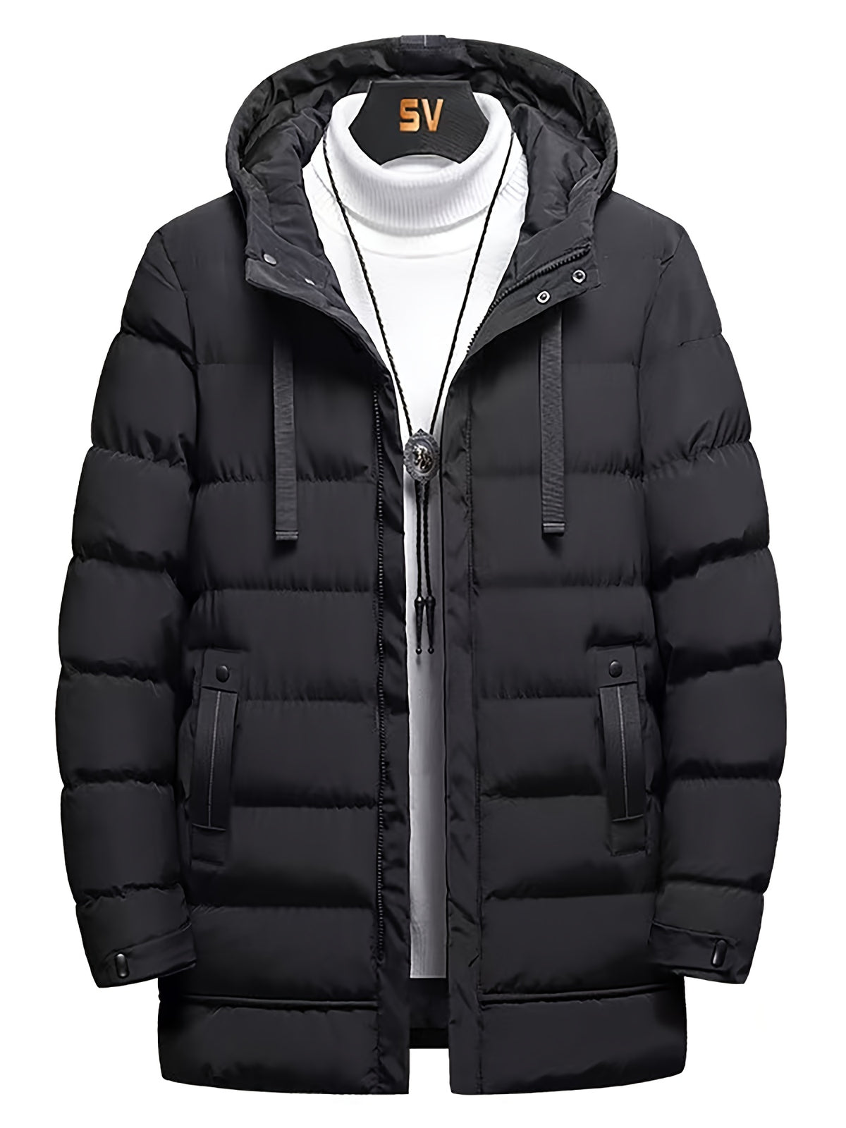 Manteau pour homme, à capuche, vert fougère