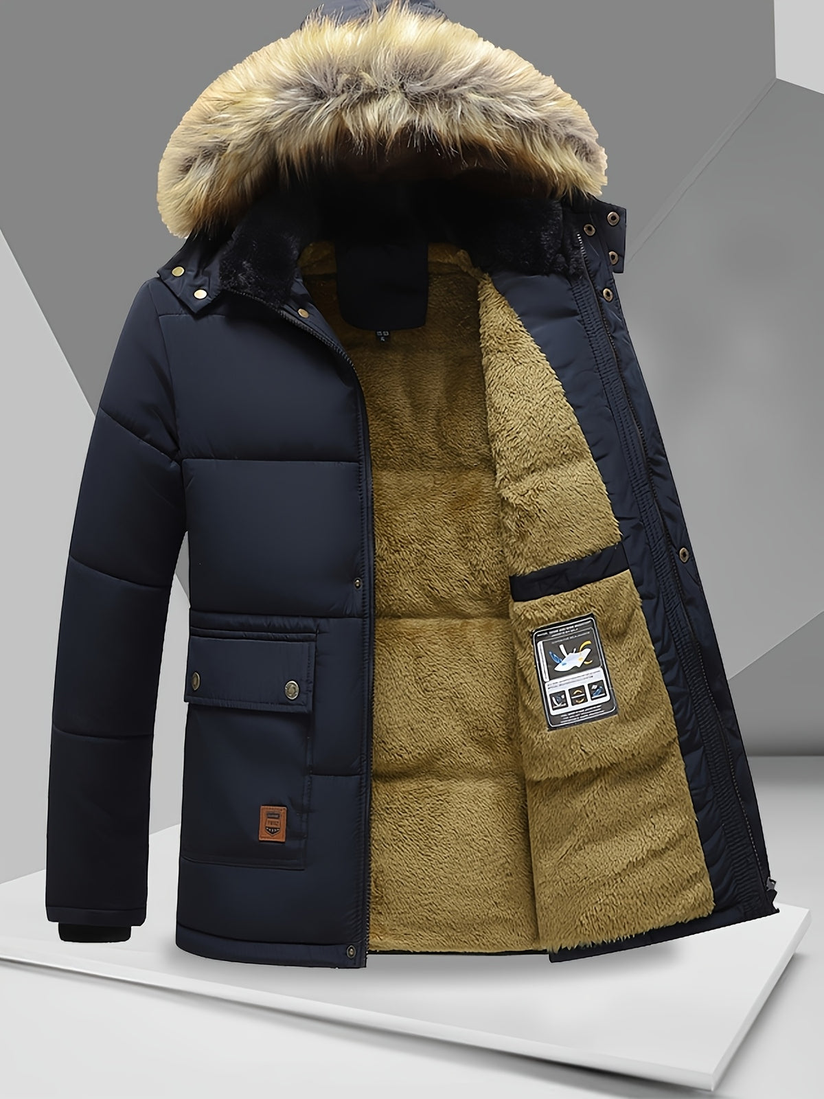 Manteau pour homme, coupe-vent, à capuche, noir foncé