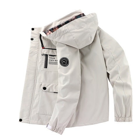 Veste, coupe-vent, à capuche, rouge brique, photo 19