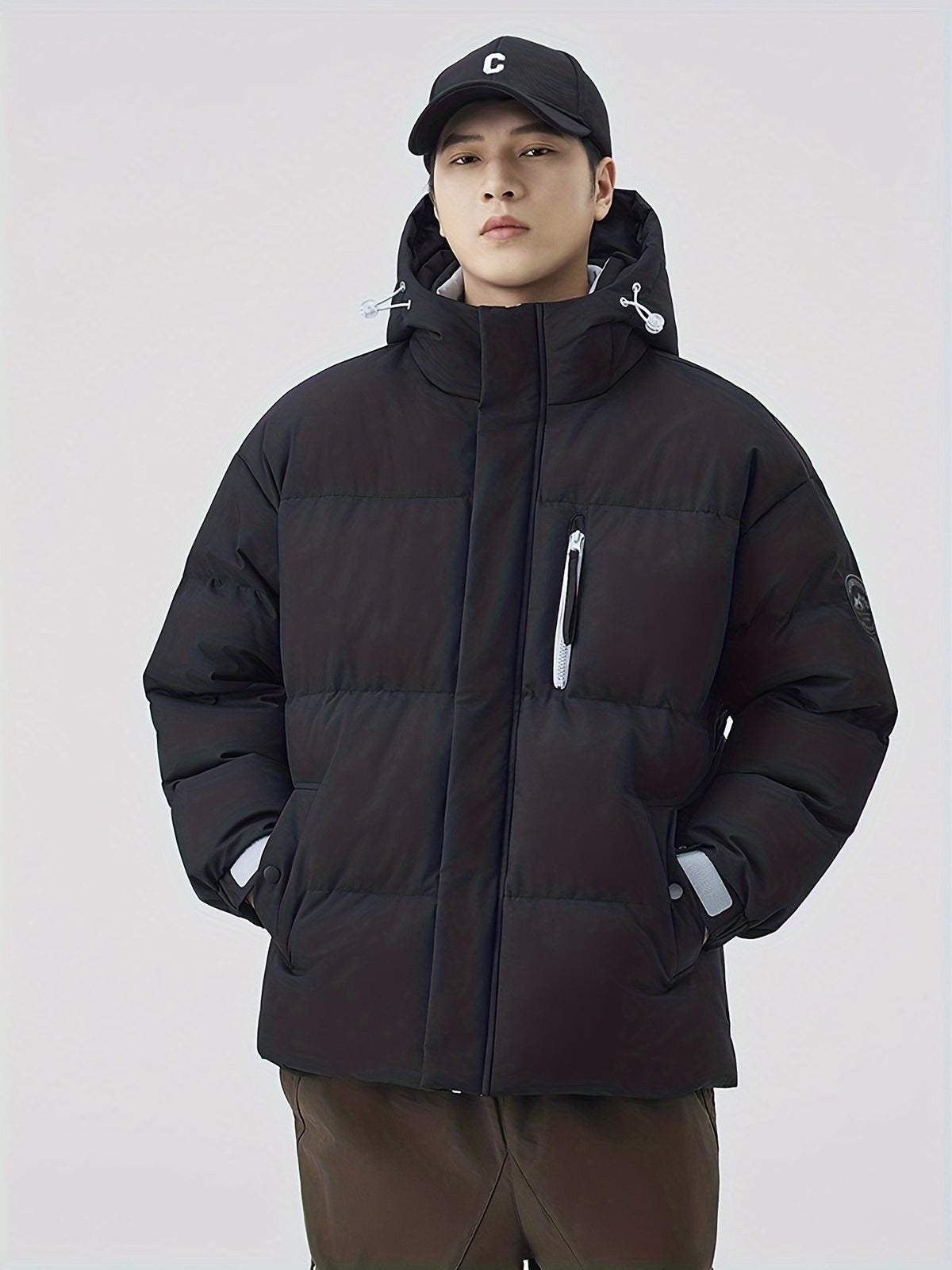 Manteau matelassé pour homme, à capuche, épi de blé jaune