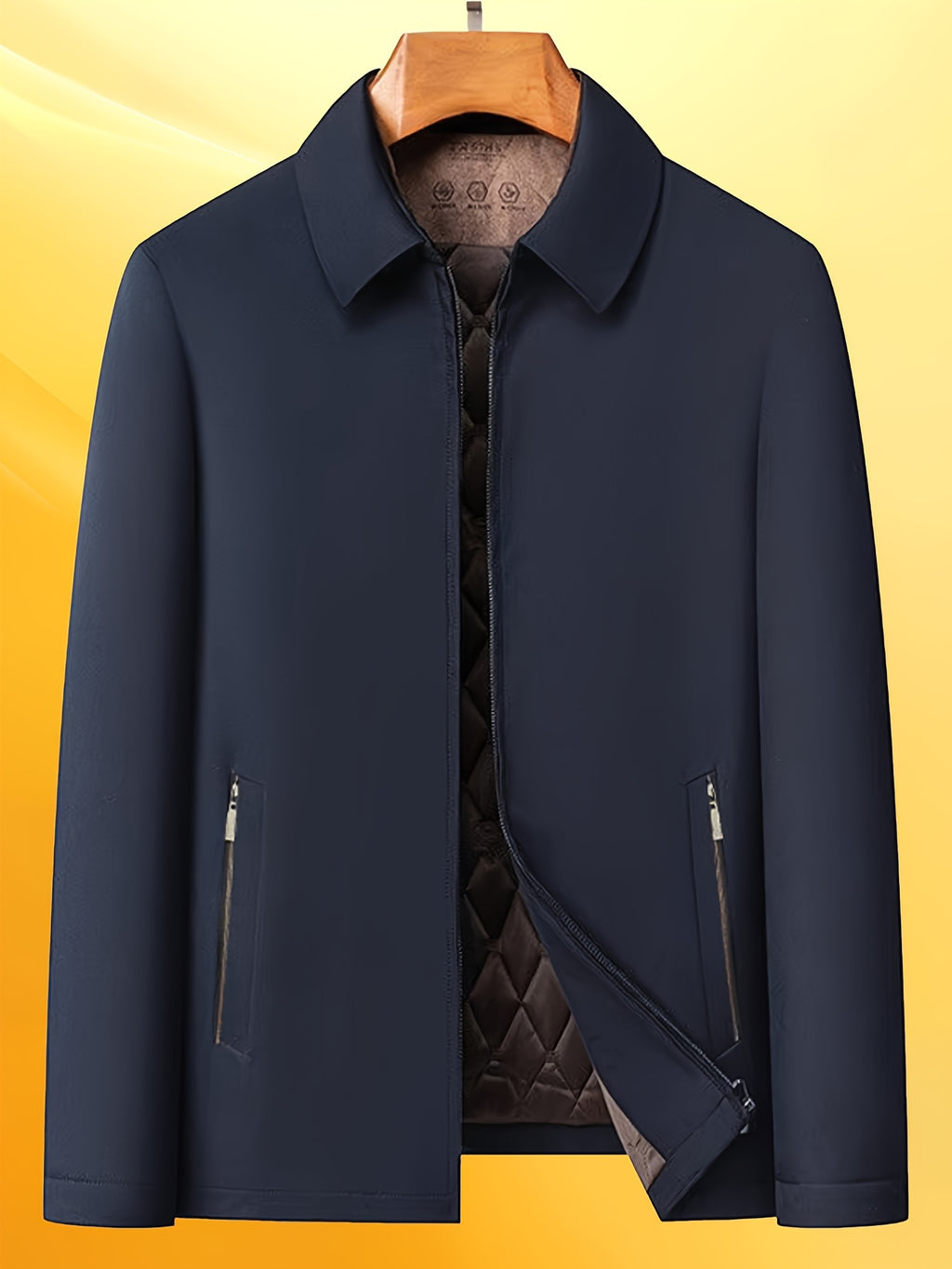 Manteau long pour homme, à revers, noir