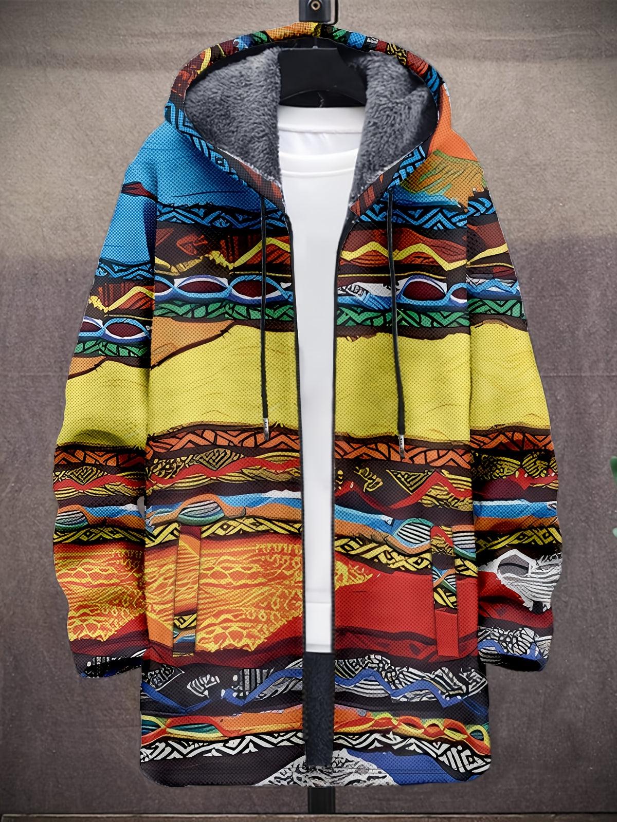 Veste long pour homme, à capuche, jaune