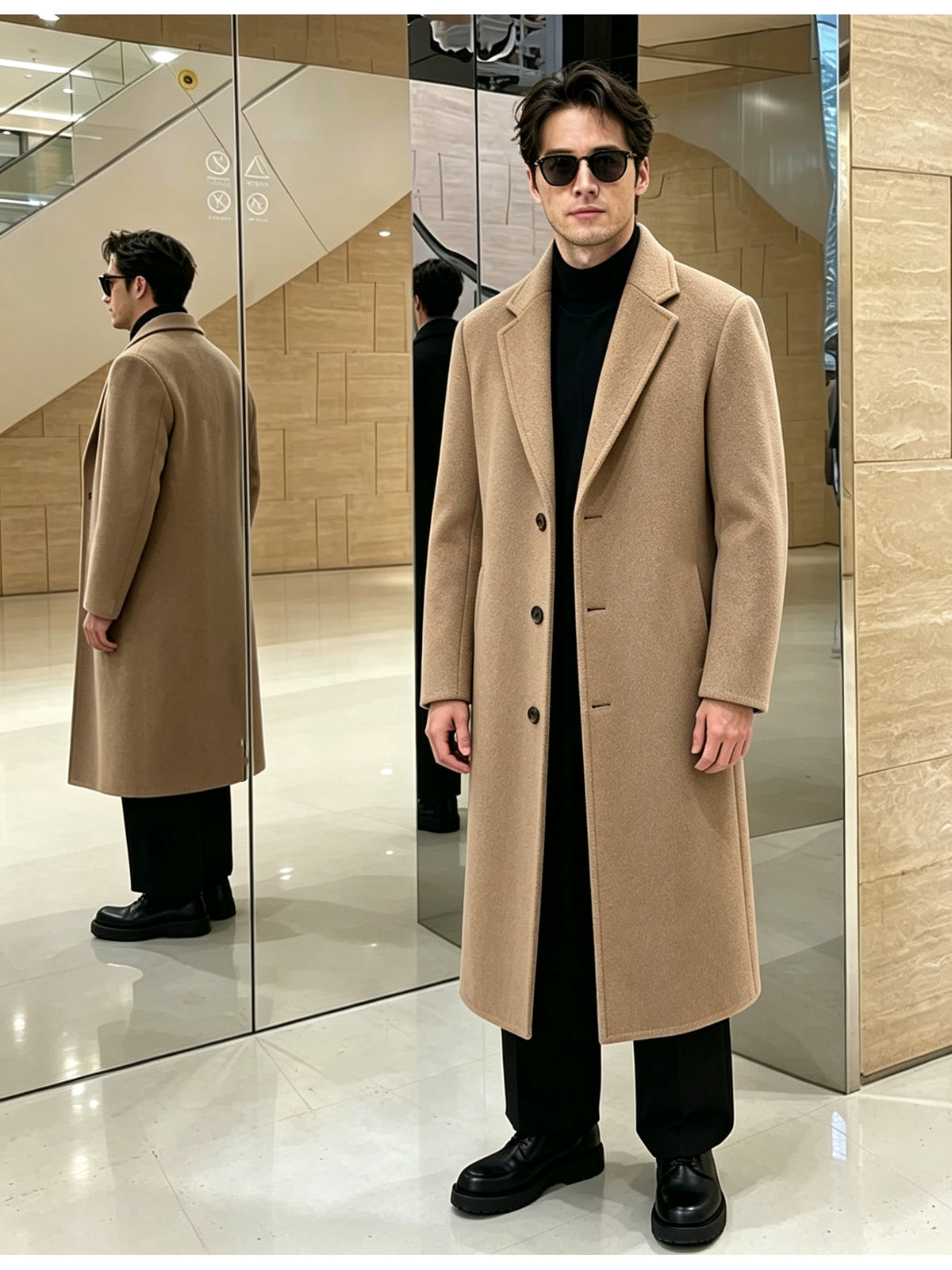 Trench pour homme, à revers, rouge