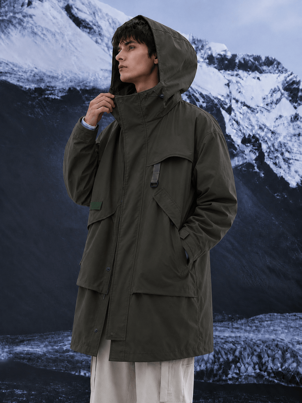 Veste pour homme, à capuche, vert fougère