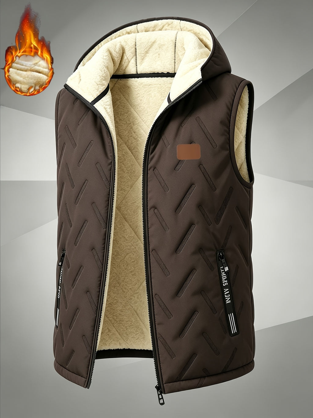 Veste, polaire, à col montant, marron foncé, photo 21