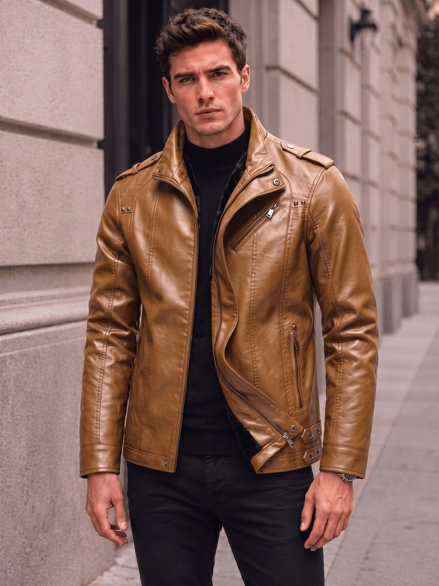 Veste en cuir PU longue, à col montant, photo 17
