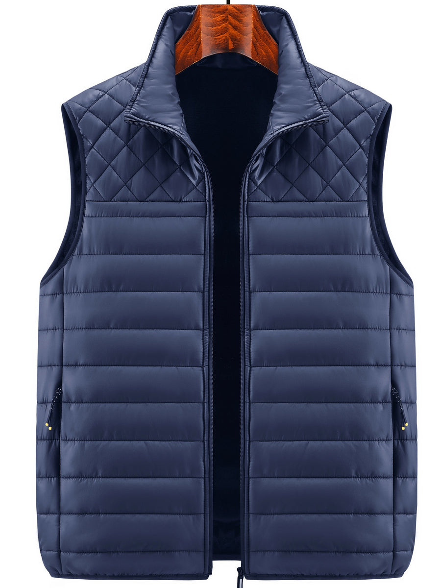 Gilet Homme Couleur Unie Col Montant, Cardigan Léger Sans Manches Automne Hiver, Veste Matelassée Décontractée pour les Trajets Quotidiens, Adaptable à Toute Occasion, photo 10