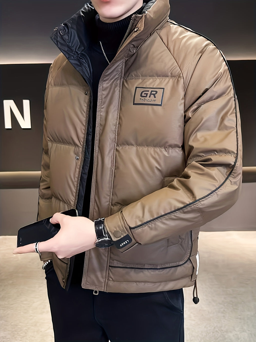 Manteau pour homme, à col montant, col montant