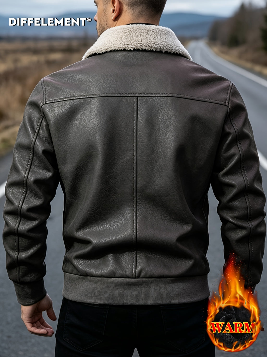 Veste en cuir PU, coupe-vent, à revers, photo 17