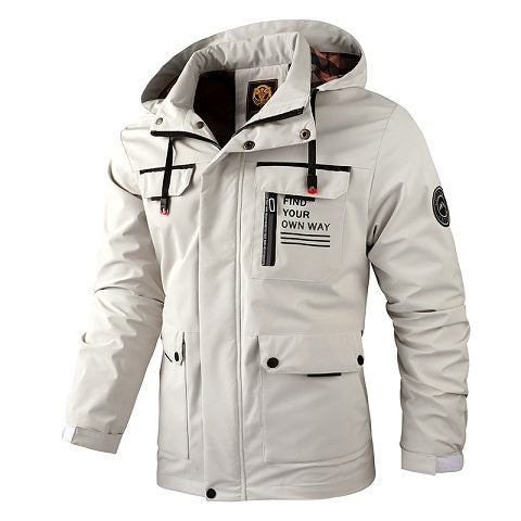 Veste, coupe-vent, à capuche, rouge brique