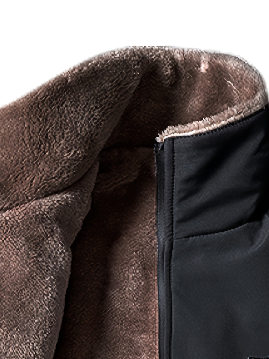 Manteau en fausse fourrure, polaire, à revers, détail du vêtement