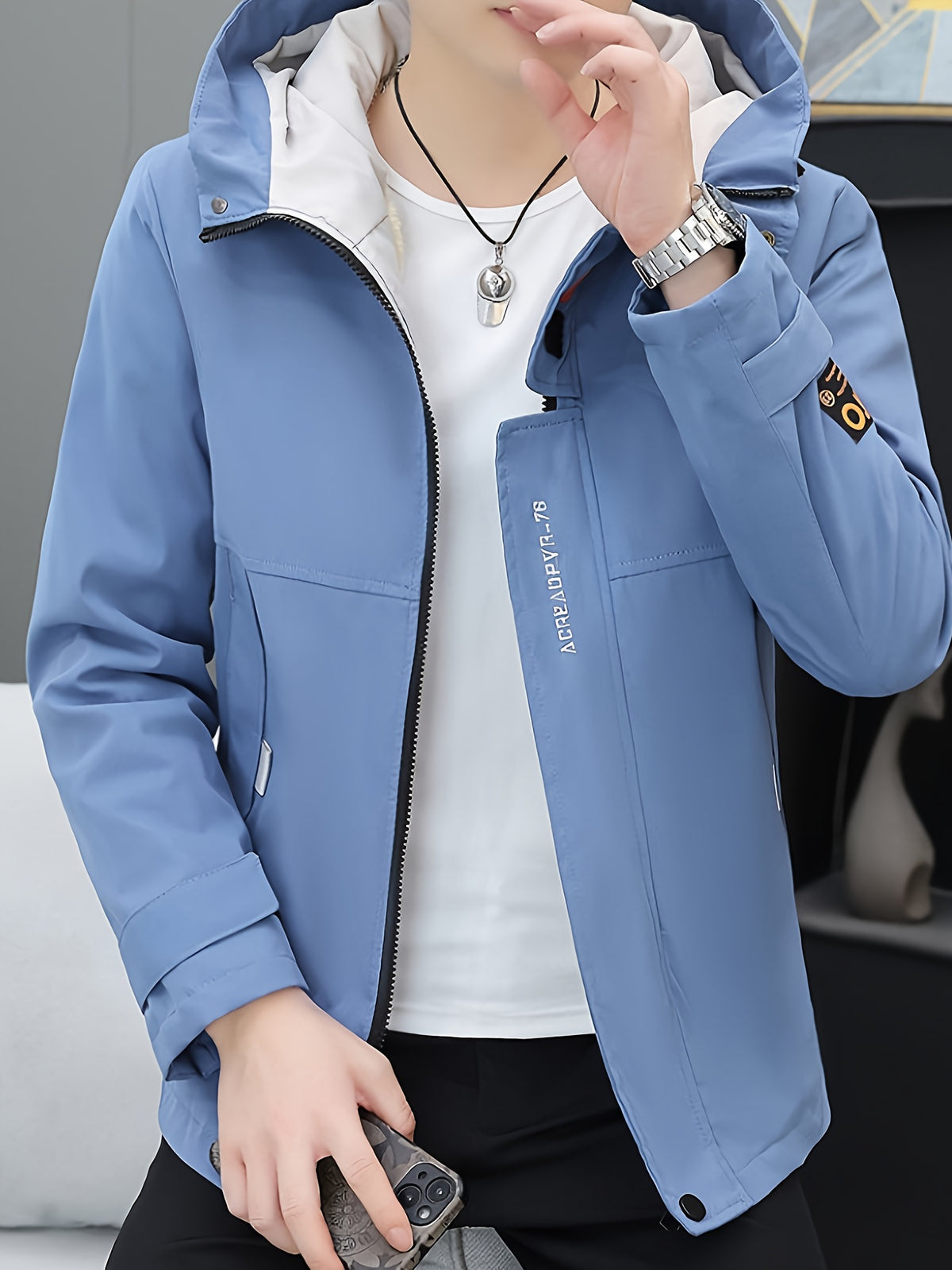 Veste pour homme, à capuche, 1x05 vêtements yijia-r6618 noir