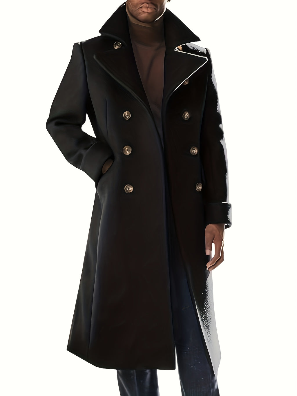 Manteau pour homme, à revers, brun jaunâtre