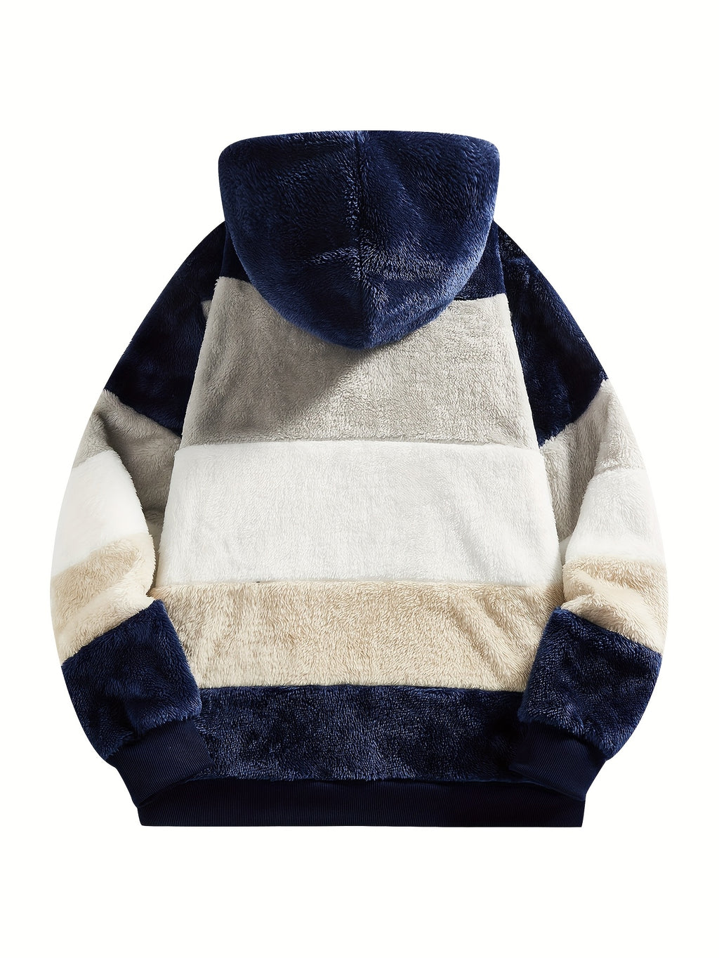 Veste en fausse fourrure pour homme, polaire, à capuche, col montant