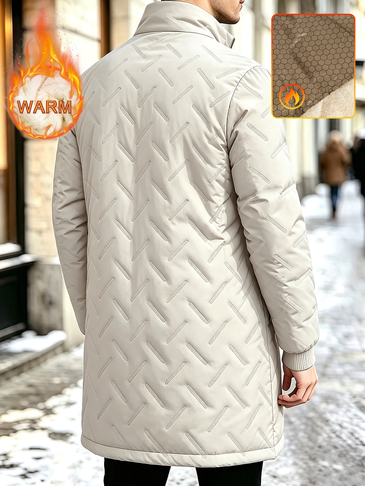 Veste matelassée long pour homme, à col montant