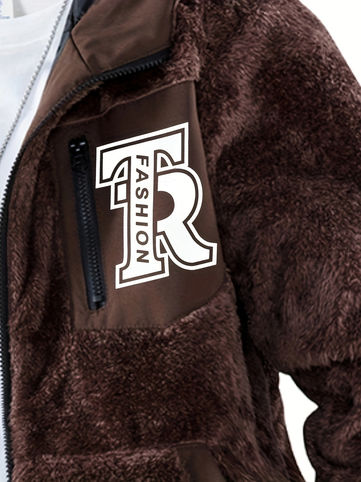 Veste pour homme, polaire, à capuche, brun jaunâtre