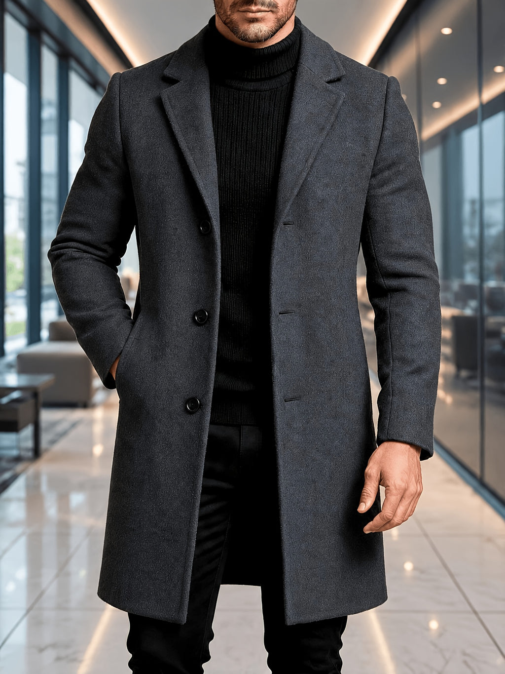 [Mei Xi Select] Trench-coat pour homme printemps/automne 2026, vêtement d'extérieur décontracté simple et polyvalent pour le printemps et l'automne, pour les trajets quotidiens et le quotidien avec une sensation de qualité supérieure