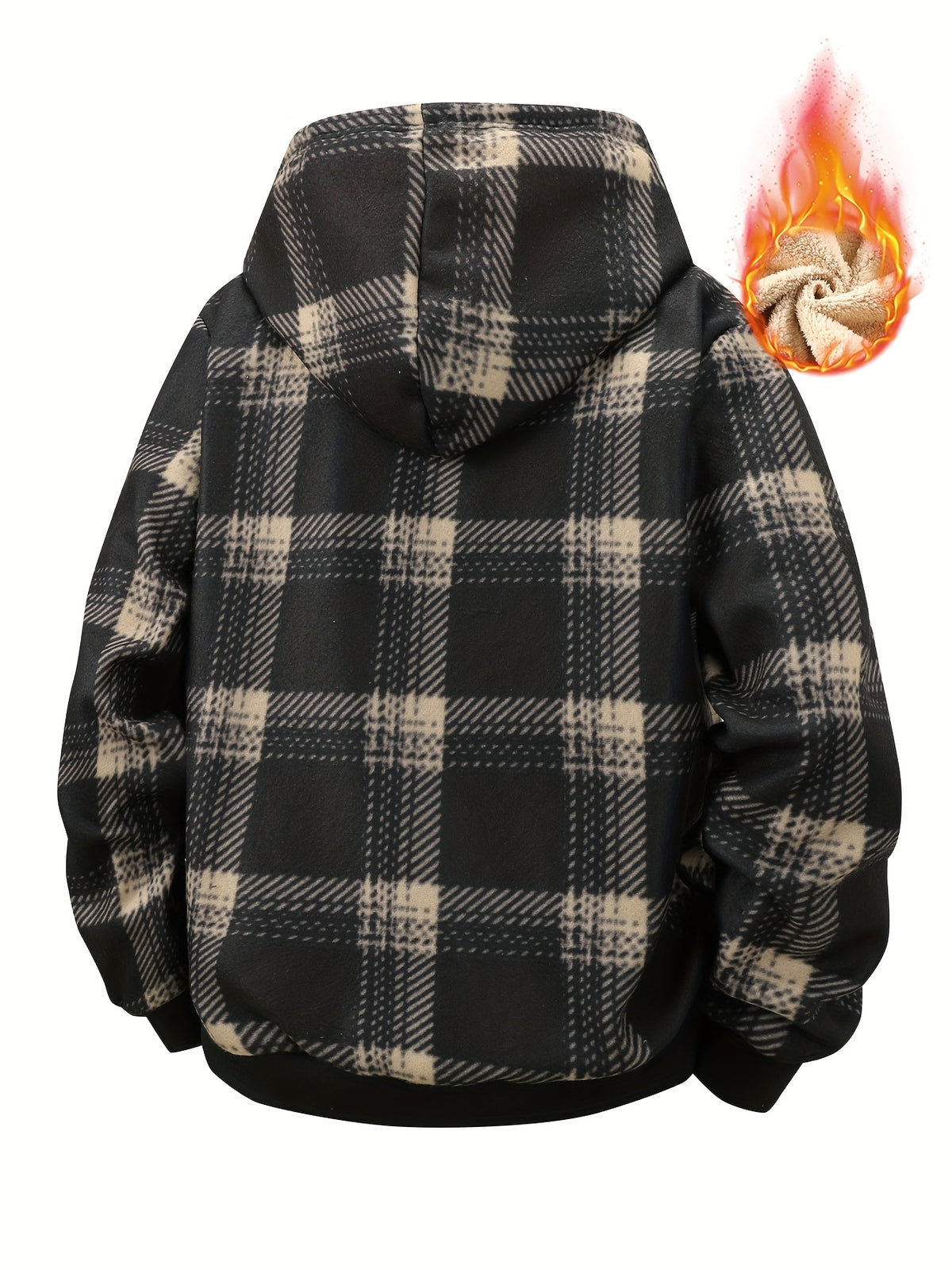 Manteau pour homme, polaire, à capuche, noir