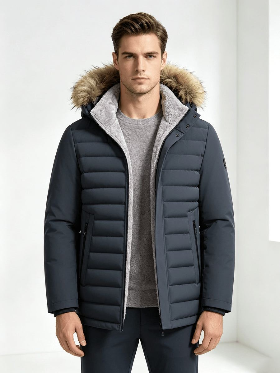 Veste, polaire, à capuche, gris foncé