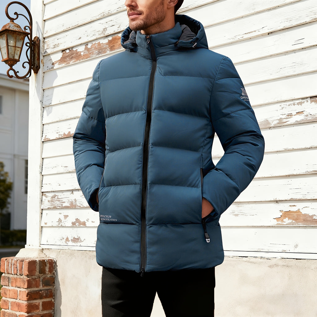 Manteau pour homme, à capuche, bleu