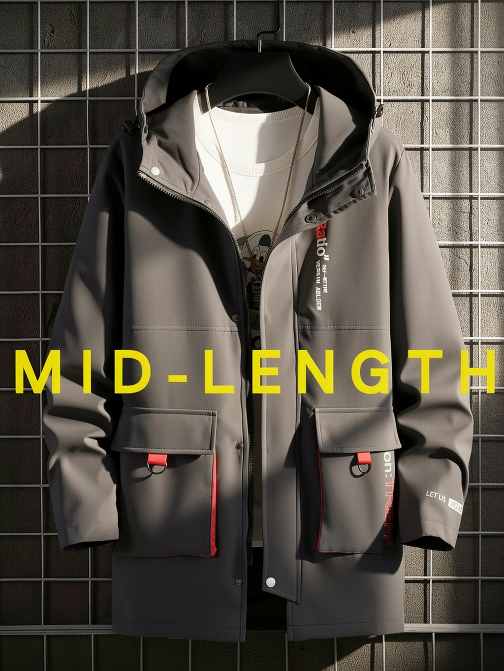 Trench long pour homme, grandes tailles, à capuche, long
