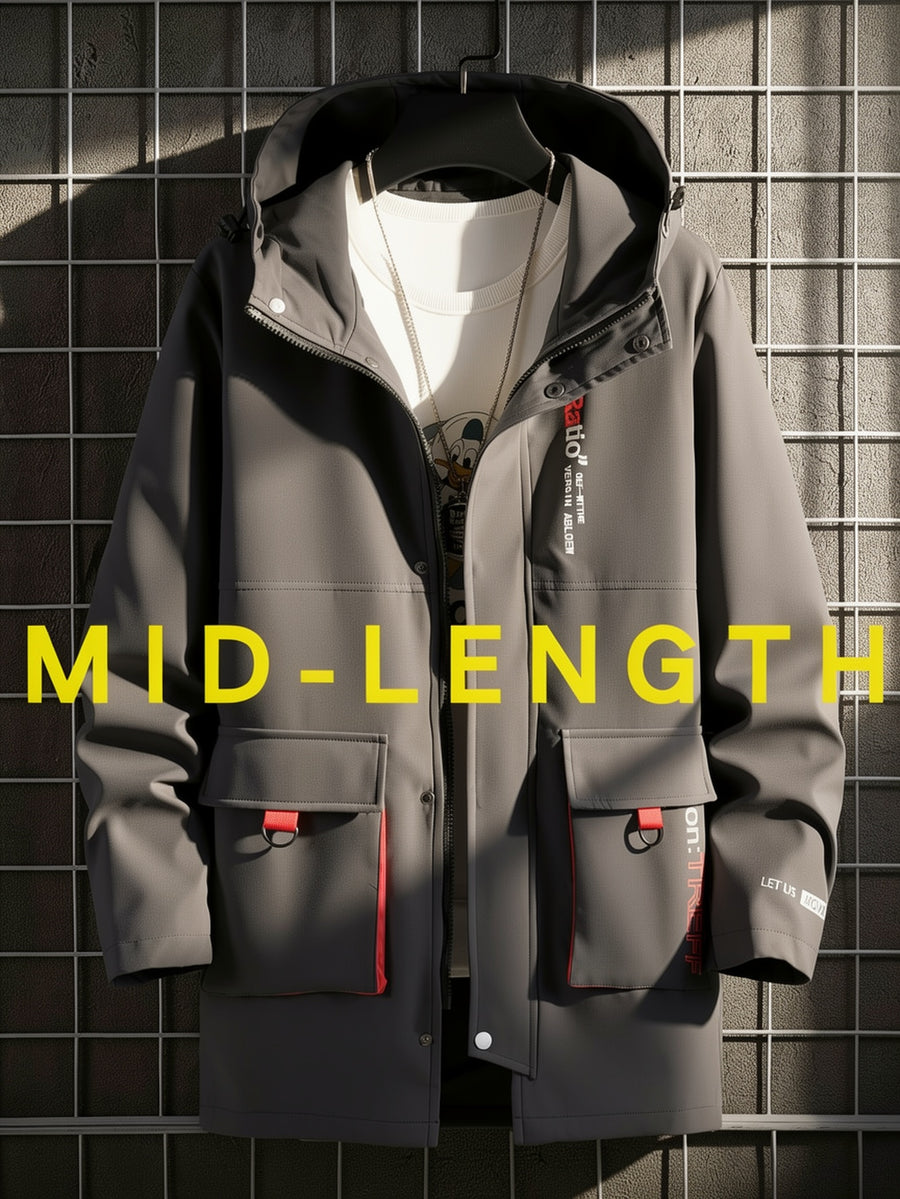 Trench long, grandes tailles, à capuche, long
