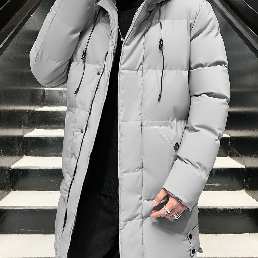 Veste longue, à capuche, gris, coloris gris, détail