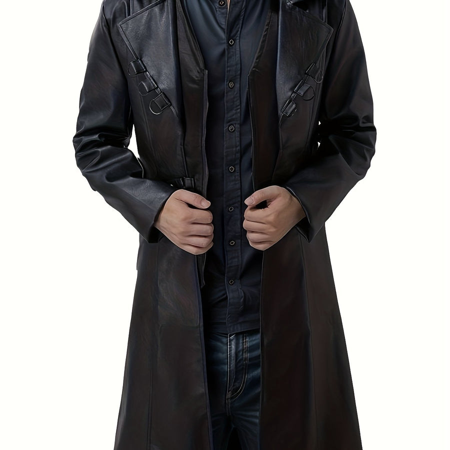 Manteau à revers automne hiver style western. Manteau trench long décontracté automne hiver, tendance et parfait pour l'automne et l'hiver en extérieur., coloris noir